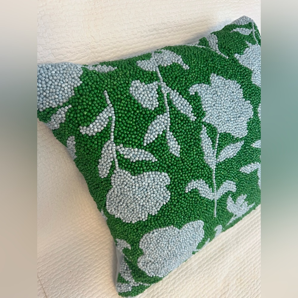 Kate Spade Target  beaded Floral Green and Blue Throw Pillow
12x12 - Picture 5 of 7